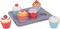 Bigjigs Toys Wooden Cupcakes Muffin Tray – 6 Colorful Wooden Muffins & Serving Tray – Pretend Play Food Set for Kids, Ages 3+